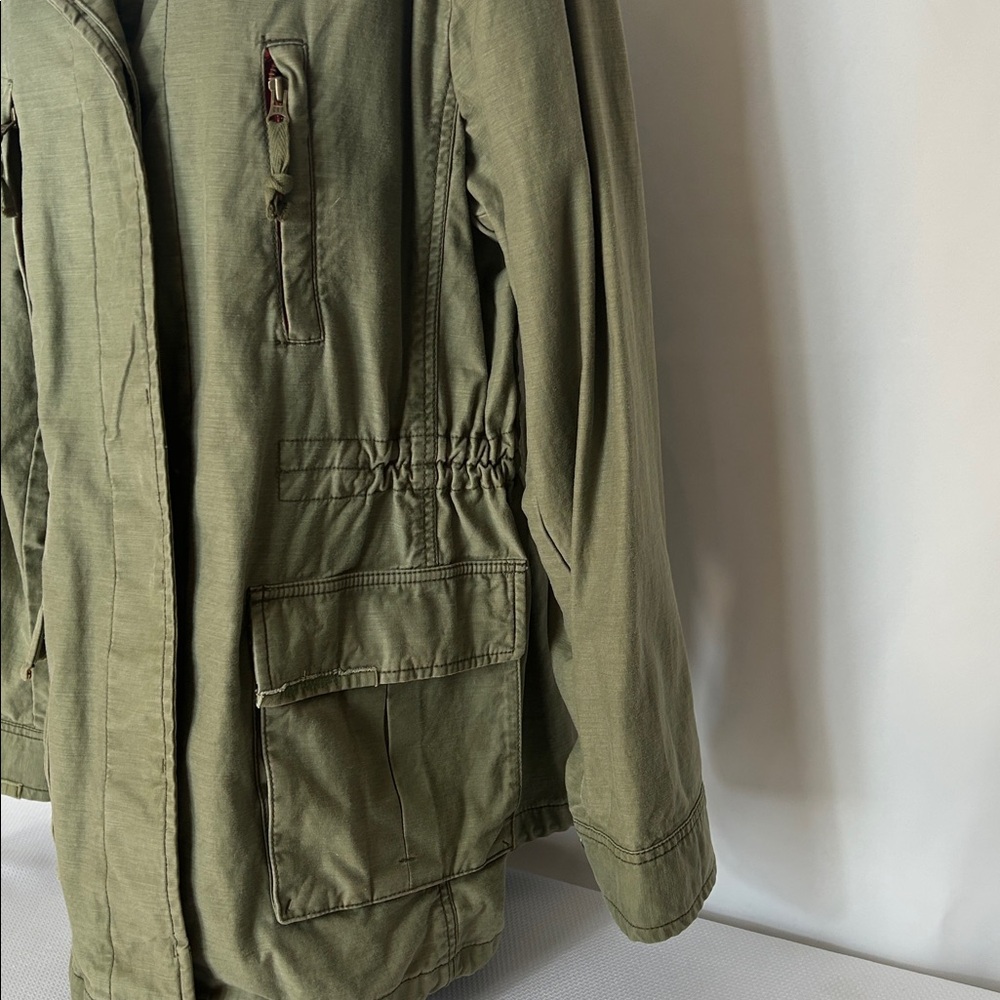 GAP Women’s XL Army Green 100% Cotton Heavy Duty Button Front Utility Jacket - Picture 4 of 12